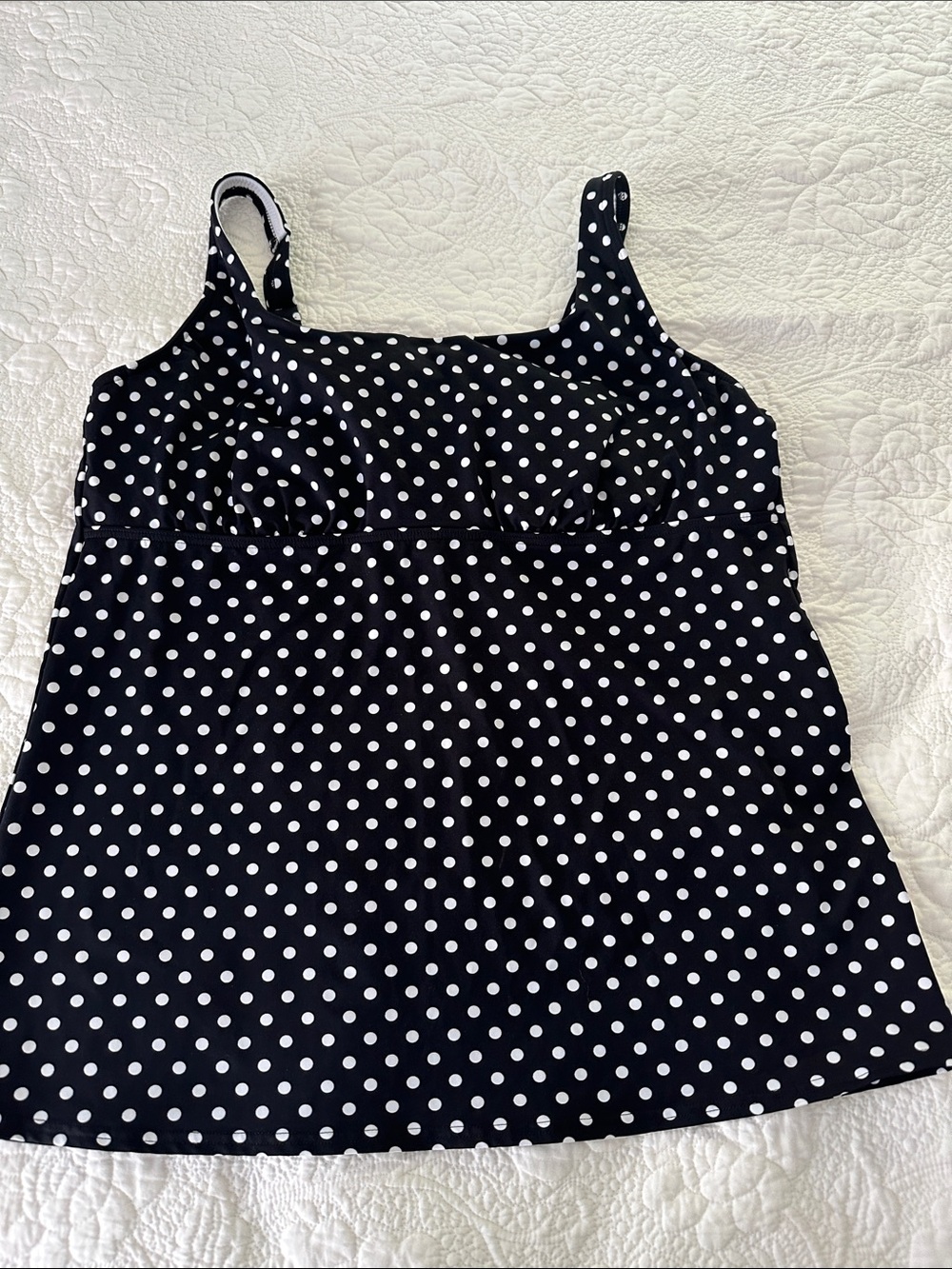 Lands' End Black and White Polka Dot Tankini